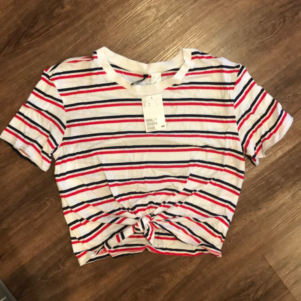 Tie front striped t-shirt NWT